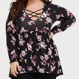 Torrid - Floral Super Soft Strappy Babydoll Tee